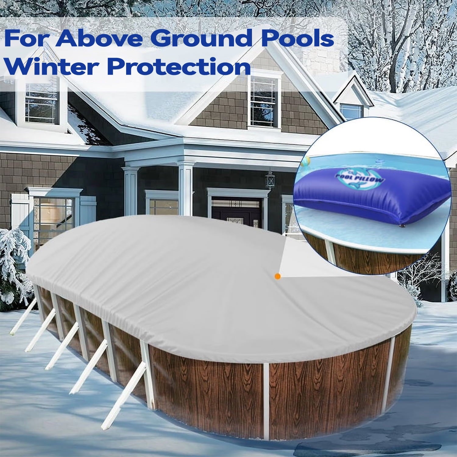 Pool Pillows for Above Ground Pools, Heavy Duty Pool Pillows Float, PVC Winter Pool Air Pillow, 4x15FT